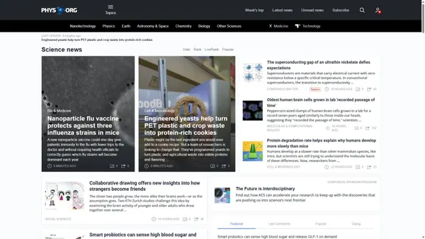 Screenshot di phys.org