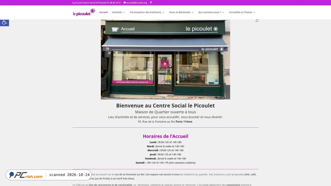 Screenshot of picoulet.centres-sociaux.fr