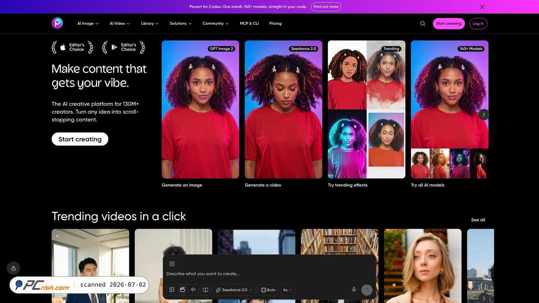 Screenshot of picsart.com