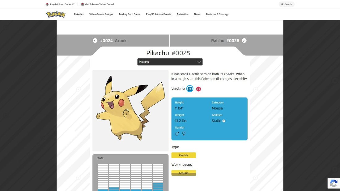 Screenshot di pikachu.com