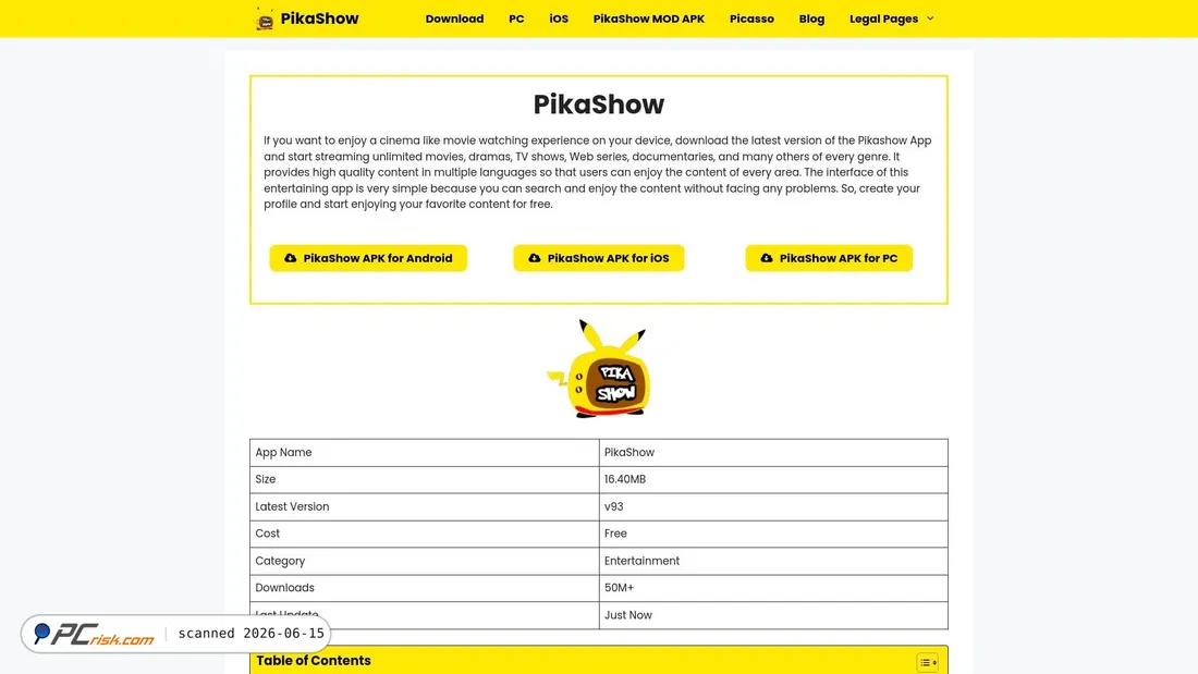Screenshot of pikashows.su