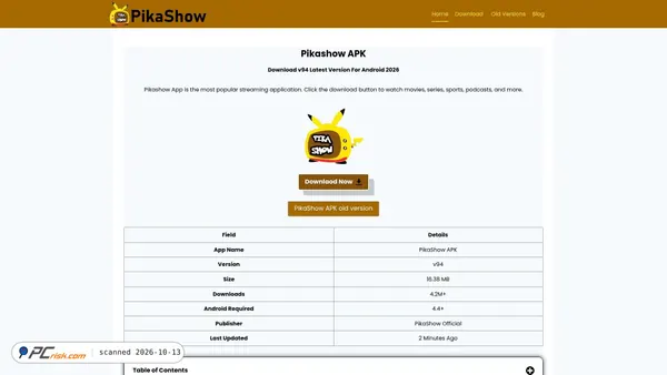 Captura de pikashowsapks.pro