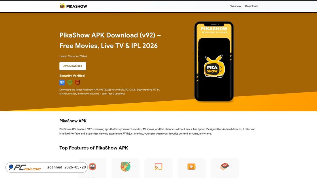 Screenshot of pikashowtv.in