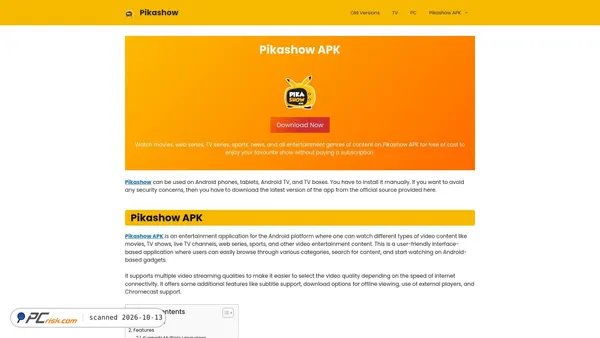 pikashowtvs.org.in Screenshot