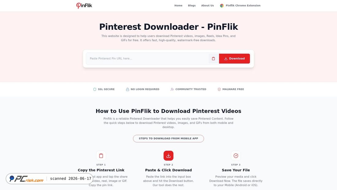 Screenshot di pinflik.com