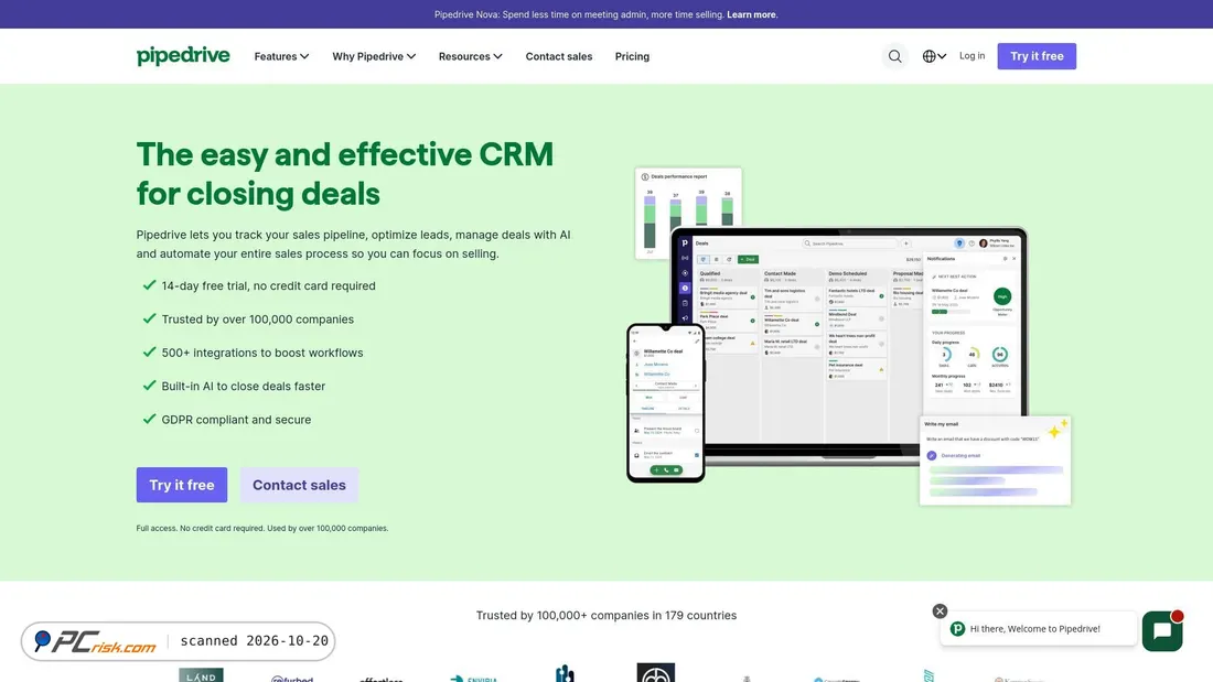 Screenshot of pipedrive.com