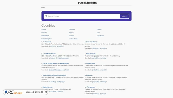 placejuice.com screenshot