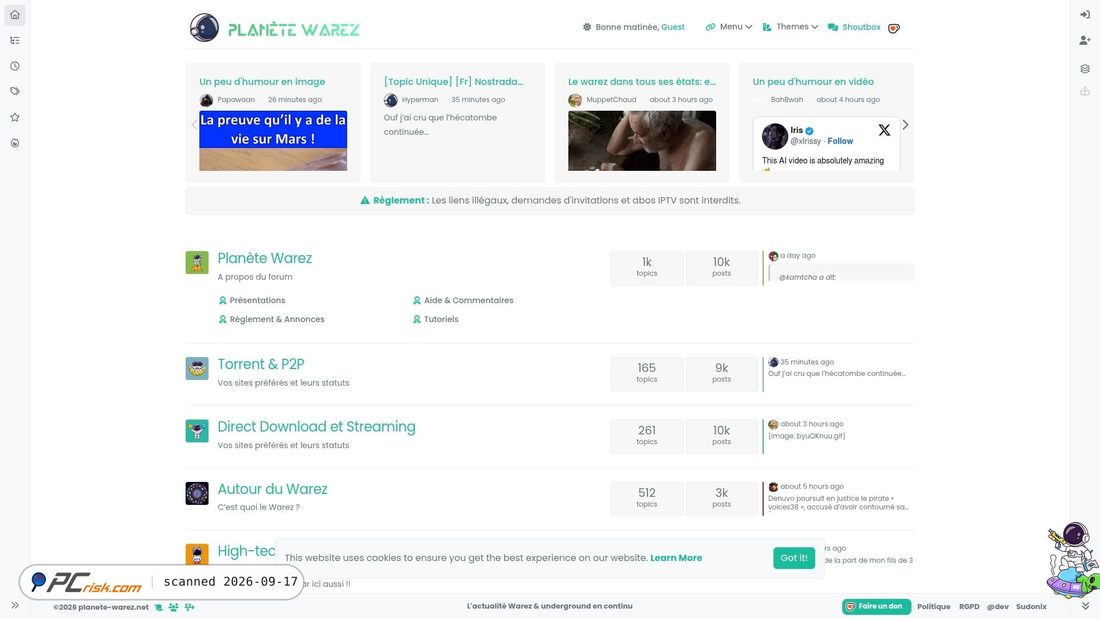 Screenshot of planete-warez.net