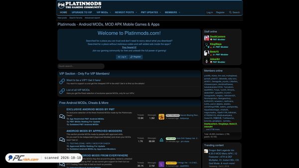 Captura de ecrã de platinmods.com
