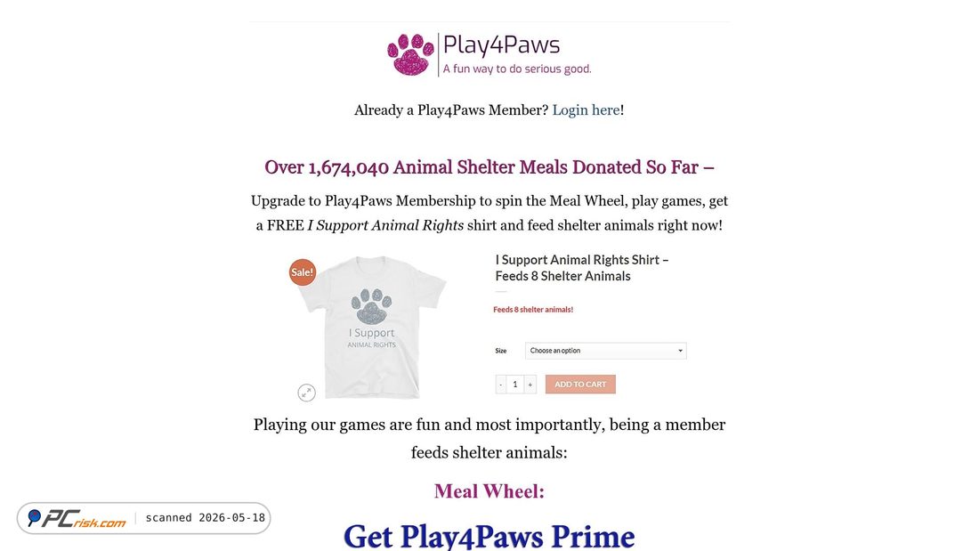 Screenshot von play4paws.org