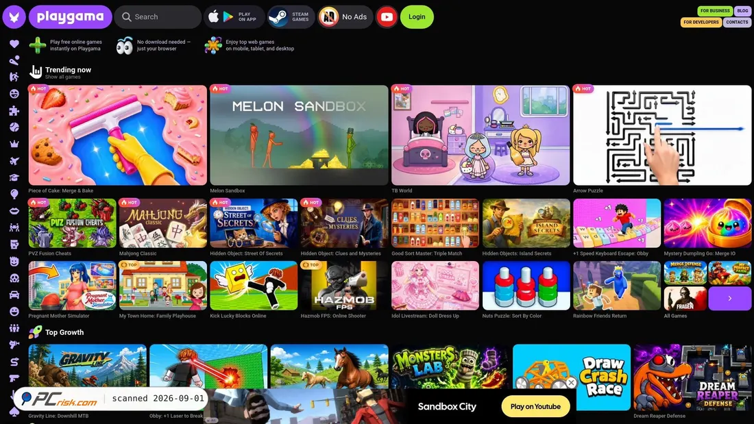 Screenshot von playgama.com