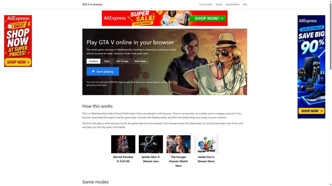 Captura de ecrã de playgta5.net