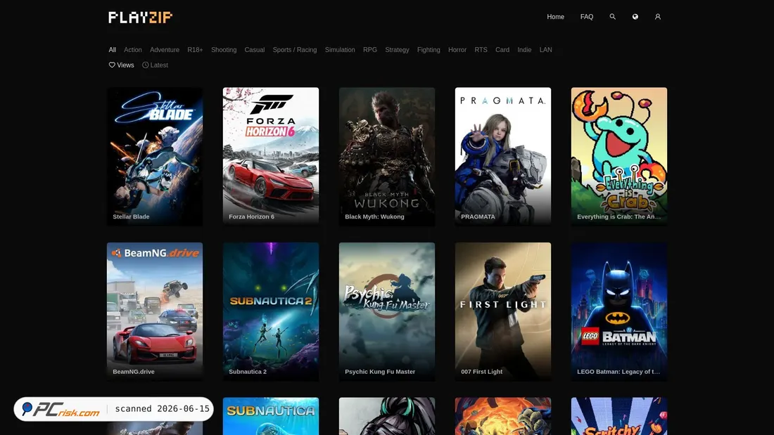 Screenshot of playzip.com