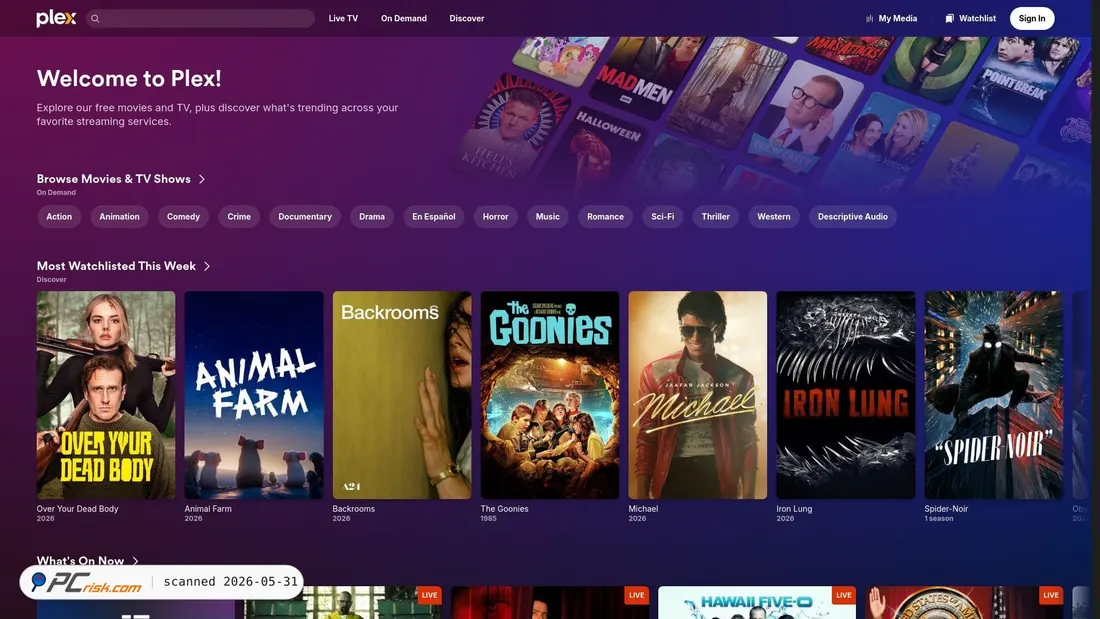Screenshot of plex.tv