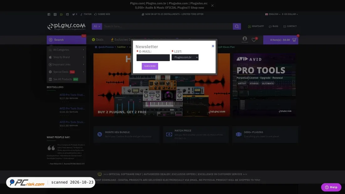 Screenshot of plgns.com