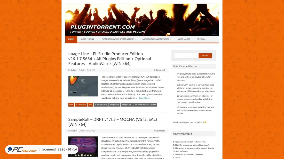 Captura de ecrã de plugintorrent.com