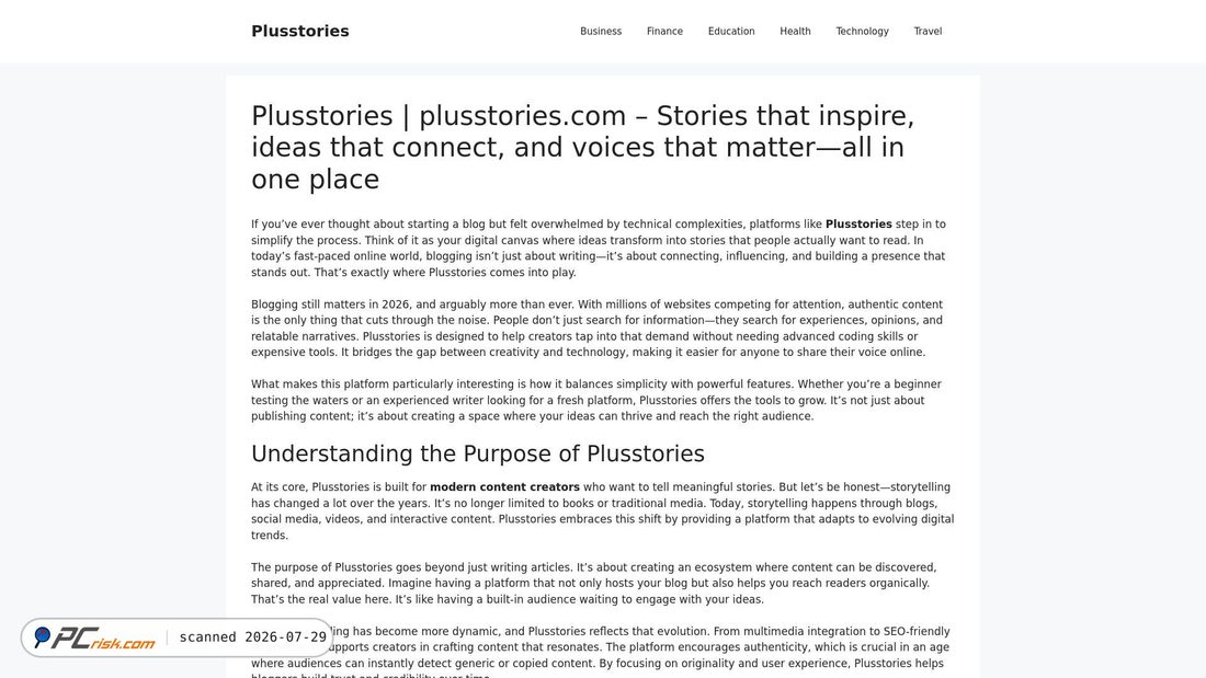 Screenshot of plusstories.com