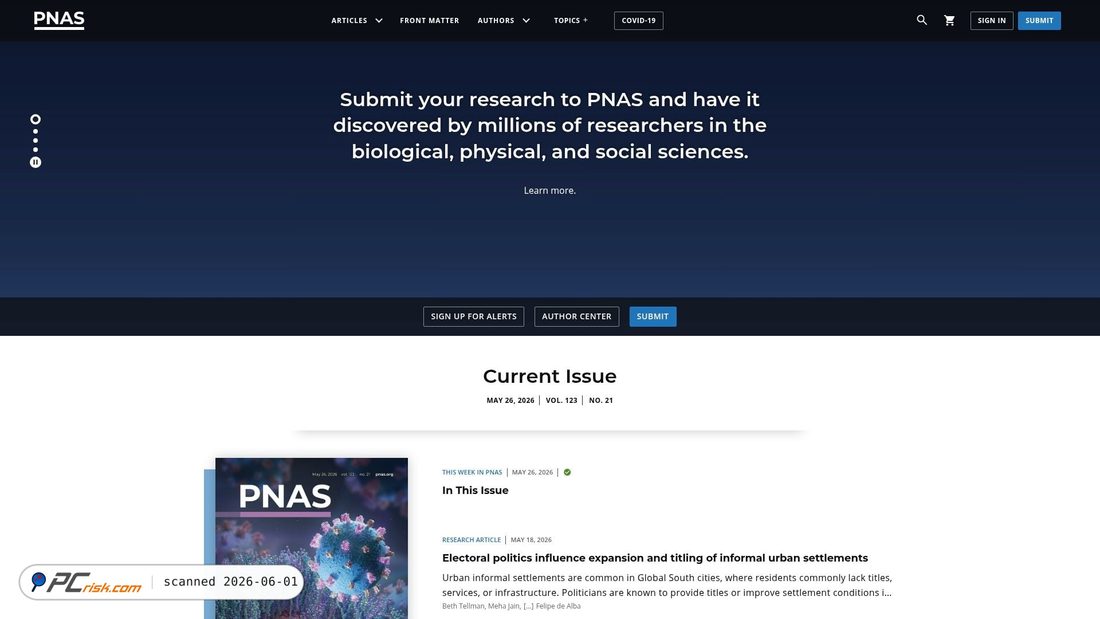 Screenshot di pnas.org