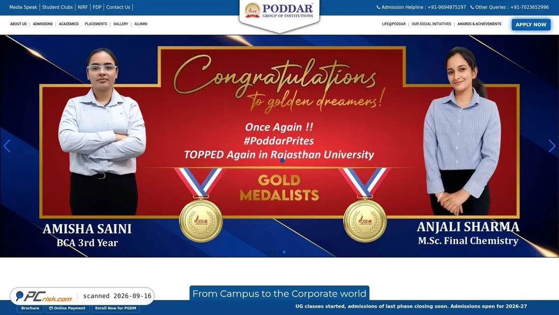 Screenshot of poddarinstitute.org
