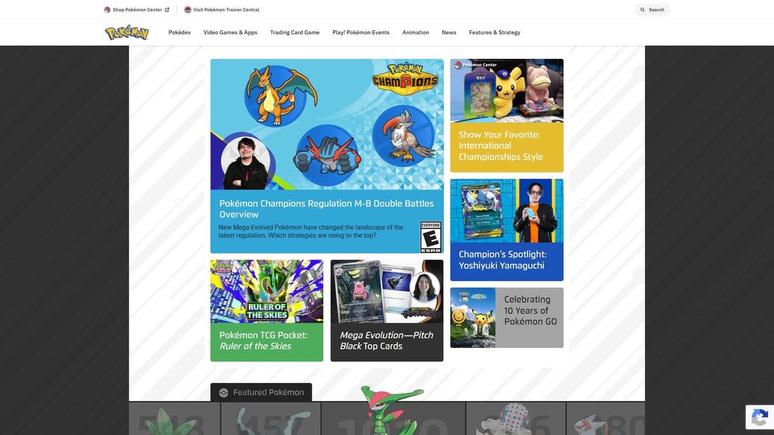 Screenshot of pokemon.com