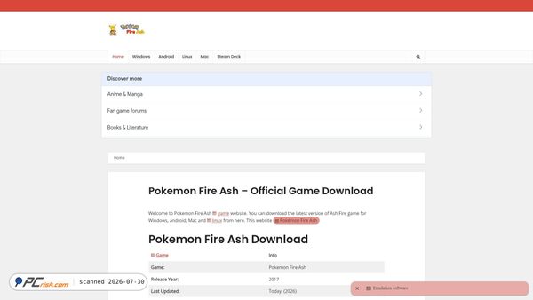 pokemonfireash.net screenshot