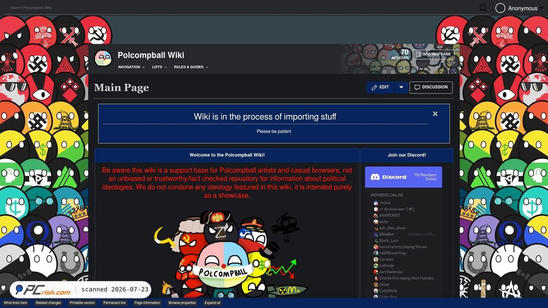 Screenshot of polcompball.me