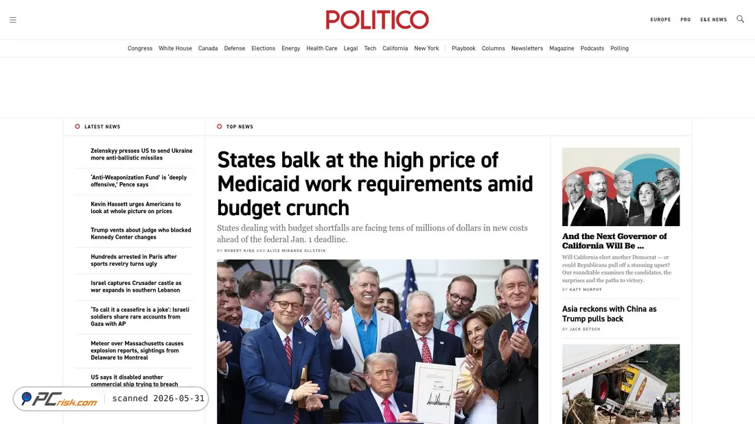 Screenshot von politico.com