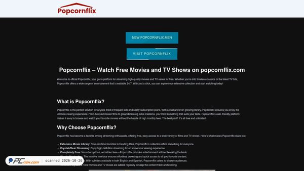 Capture d’écran de popcornflix.rest