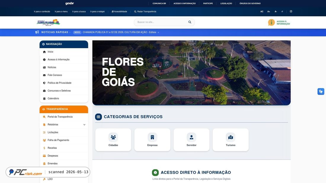 Screenshot von portal.floresdegoias.go.gov.br