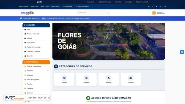 portal.floresdegoias.go.gov.br screenshot