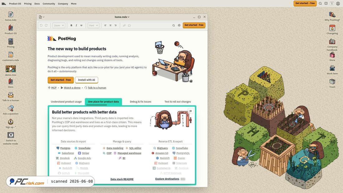 Screenshot of posthog.com