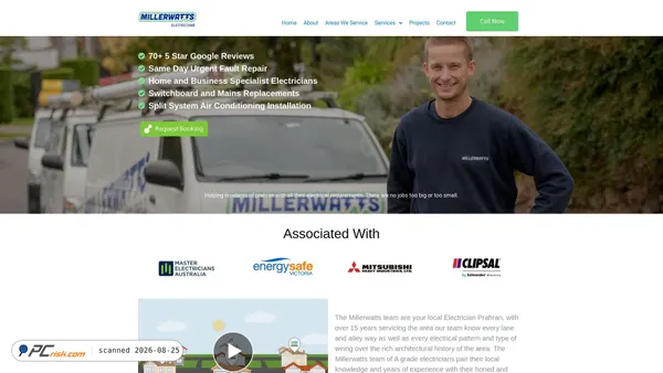 prahranelectrician.com.au screenshot