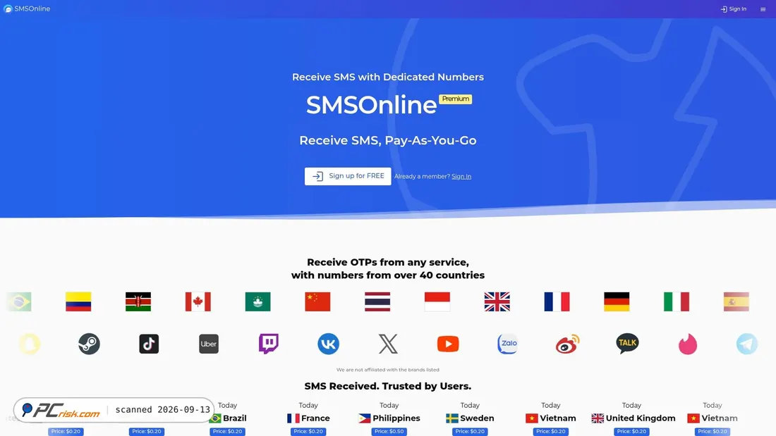 Screenshot von premium.smsonline.cloud