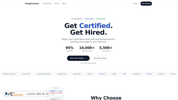 prepforcerts.org screenshot