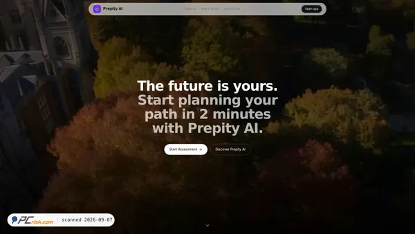 Captura de ecrã de prepity.app
