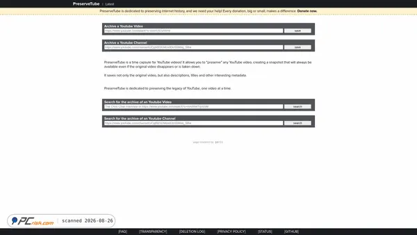 preservetube.com screenshot