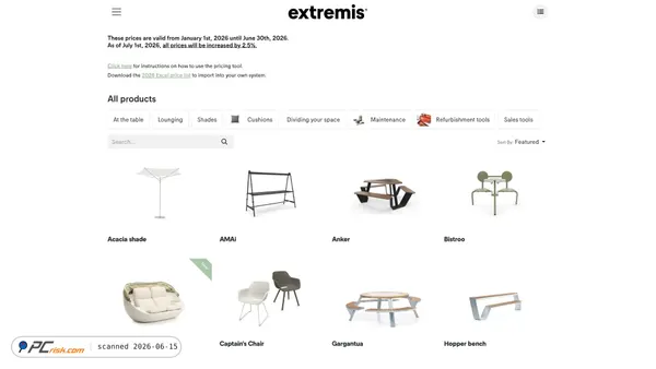 pricelist.extremis.com screenshot