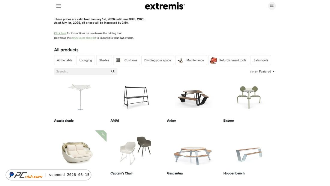 Screenshot di pricelist.extremis.com