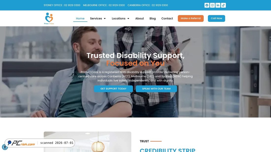 Screenshot of prime1care.com.au