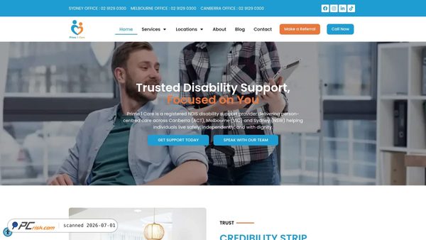 prime1care.com.au screenshot