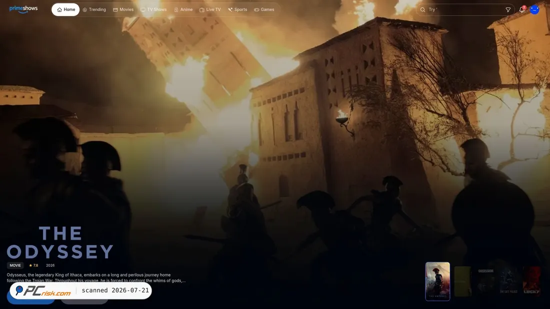 Screenshot of primeshows.org