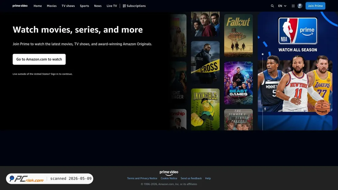 Capture d’écran de primevideo.com