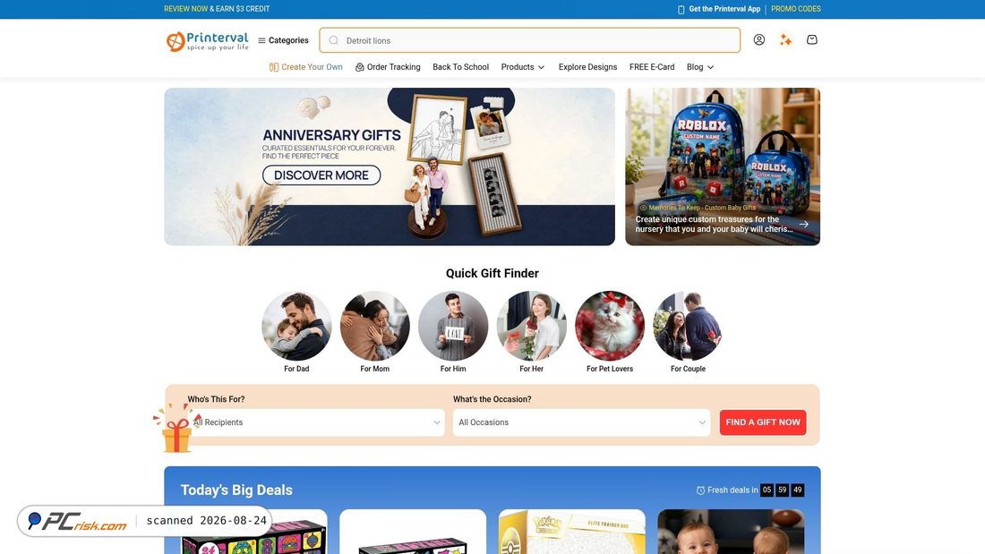 Screenshot von printerval.com