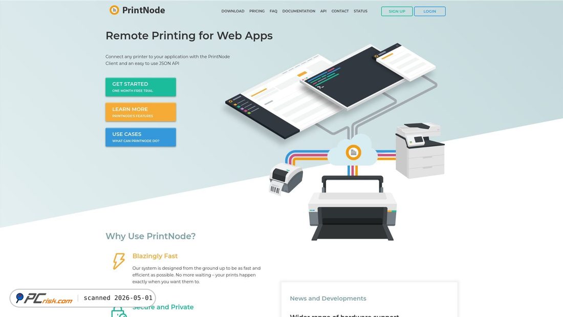 Screenshot von printnode.com