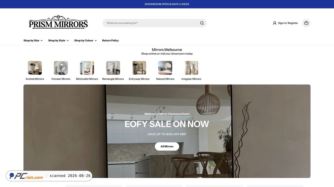 Zrzut ekranu prismmirrors.com.au