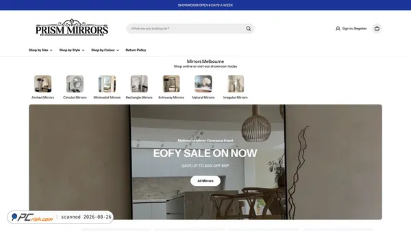 prismmirrors.com.au screenshot