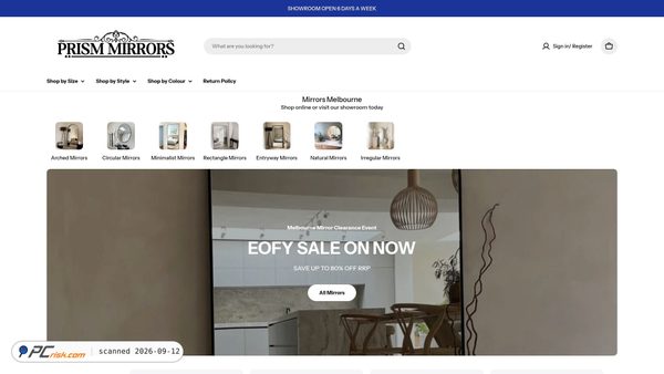 Zrzut ekranu prismmirrors.com.au