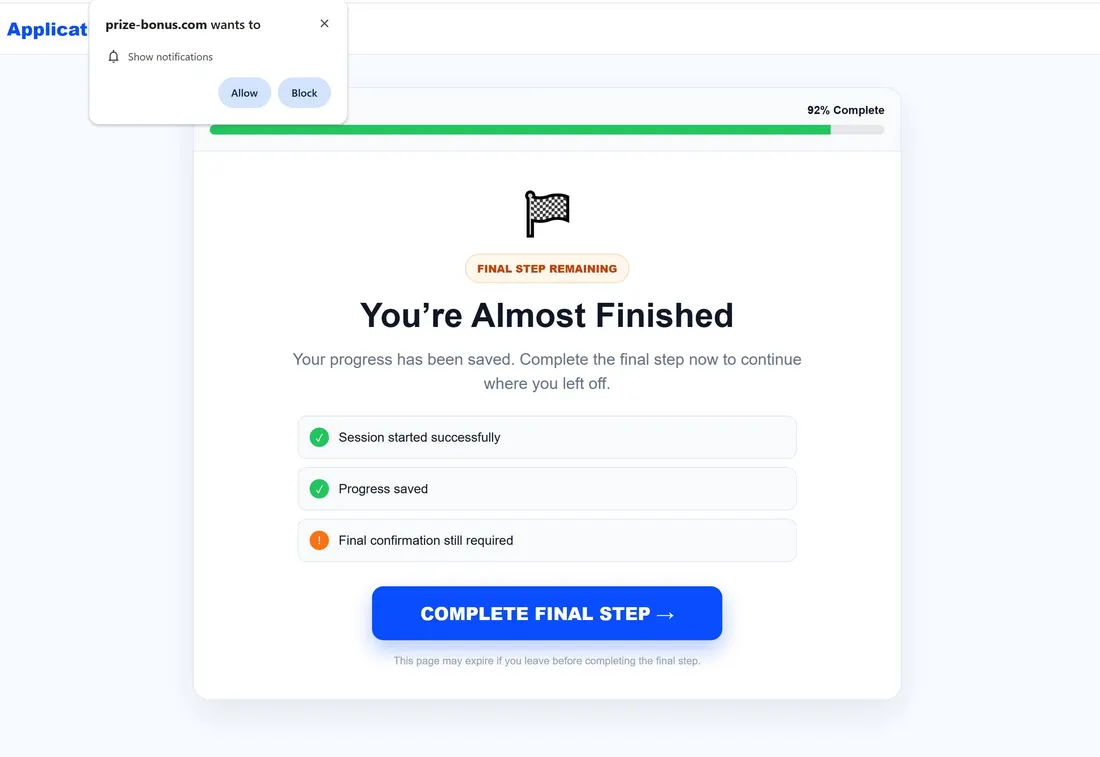 Screenshot of prize-bonus.com