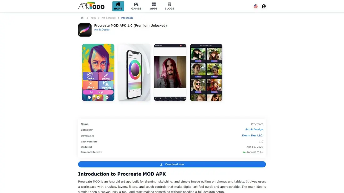 Zrzut ekranu procreate.apktodo.io