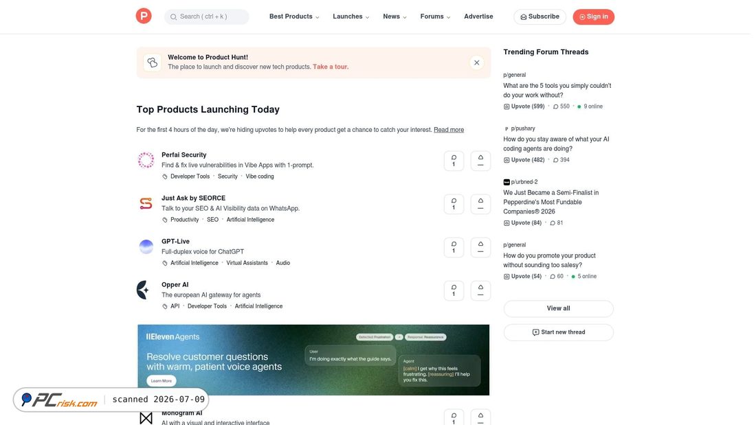 Screenshot of producthunt.com
